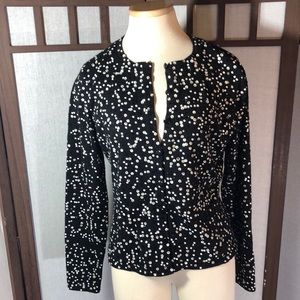 Talbots button down cardigan merino wool/ black with sequins Sz Medium/lined